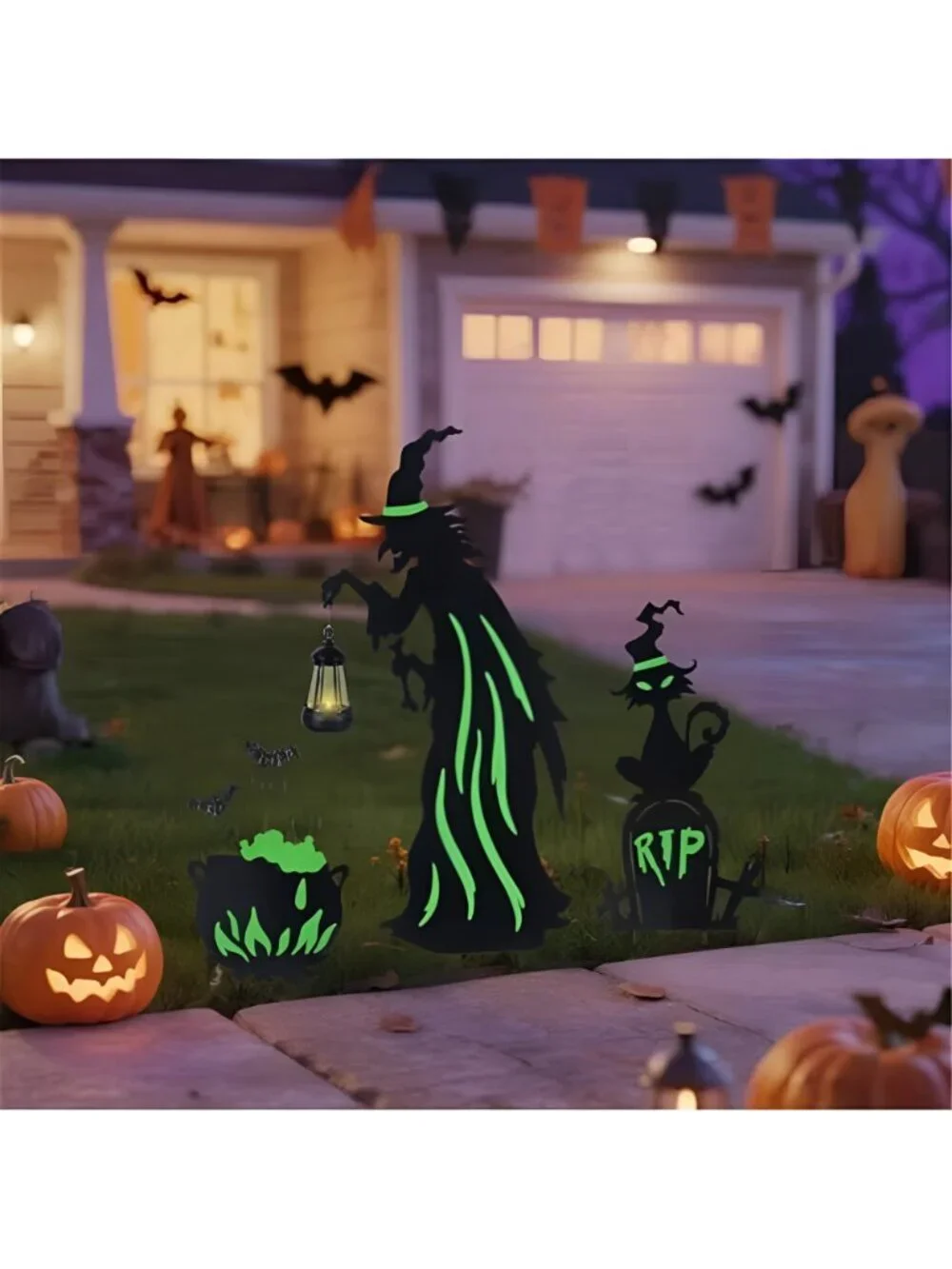 Halloween Decorations Outdoor 3 Pack Metal Witch Yard Stakes
